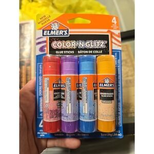 Elmer's Color 'n Glitz Glue Sticks Washable Assorted Colors 0.21 oz 4/Pack New